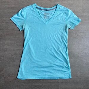Nike Baby Blue Women's  Dri-Fit V Neck Short Sleeve Athletic Shirt 1111